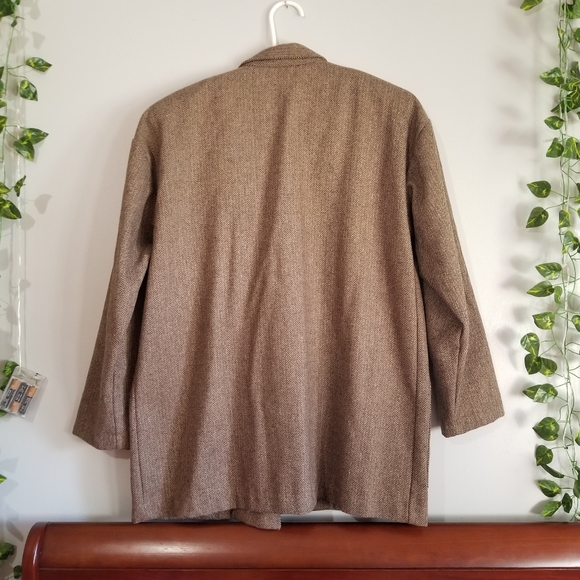 Norton & Co. Womens Open Front Med Herringbone Blazer Brown w/pockets USA Wool - Picture 11 of 11